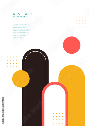 Modern minimal geometric memphis bauhaus shapes background for poster cover and corporate design template. Colorful geometric background, vector illustration.