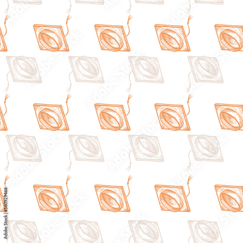 Graduate hat engraved seamless pattern. Vintage element education in hand drawn style. Sketch texture for fabric, wallpaper, textile, print, title, wrapping paper. Vector illustration.