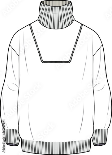 MEN AND BOYS WEAR CARDIGAN HIGH NECK SWEATER FLAT DESIGN VECTOR
