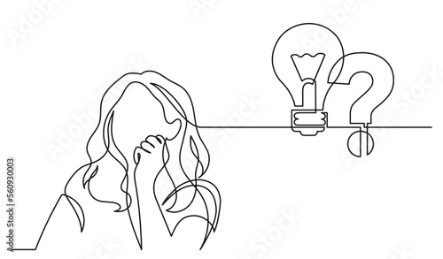 one line drawing of person thinking solving problems finding solutions  drawing  project  - PNG image with transparent background