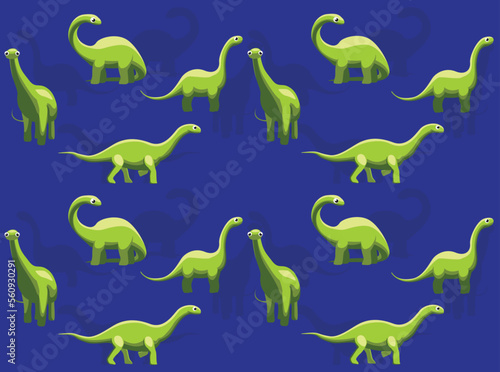 Dinosaur Apatosaurus Cartoon Character Seamless Wallpaper Background