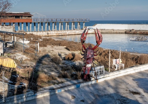 Old boat station on Lanzheron in Odessa, Ukraine photo