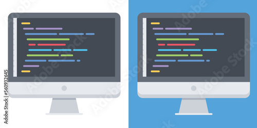 Flat vector design of Programming and engineering development. Programmer or developer create code programming language, Vector illustration of website, programming, develop, developer