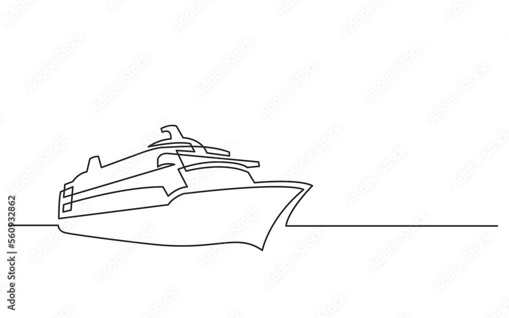 continuous line drawing cruise ship - PNG image with transparent background - obrazy, fototapety, plakaty 