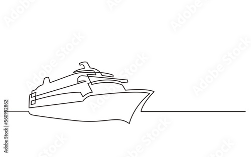 Obraz na płótnie continuous line drawing cruise ship - PNG image with transparent background