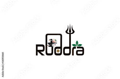 Rudra name logo with extra d according to numerology with Lord shiva elements photo