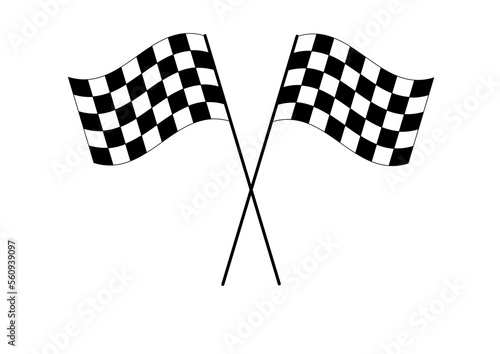 Сheckered flag waving. Rally flag illustration isolate on white background. Flags to start the race on cars, motorcycles. Flags with a checkered print to signal the start of the race.