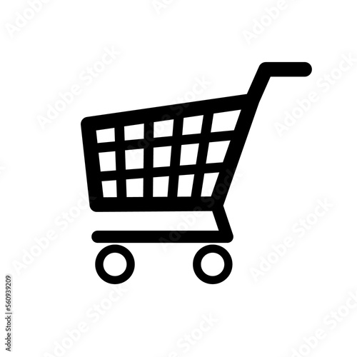 E-shopping cart icon isolate on white background. Drawn black grocery cart isolated on white background. Shopping symbol for design use.