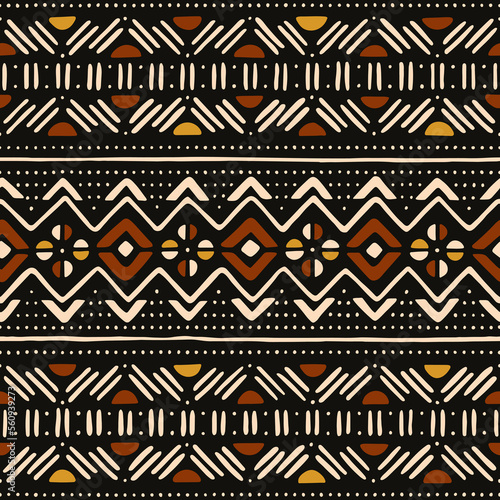 Tribal seamless pattern. Traditional African mud cloth, bogolan.