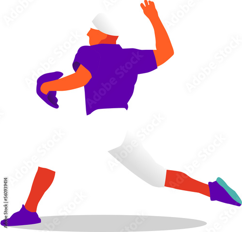 Illustration of baseball player in action. Isolate background.