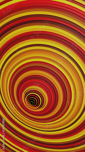 Colorful 3D rings vertical background, Abstract orange radial circles concentric, Colorful unique vertical wallpaper, Abstract geometric illustration, 3D Render