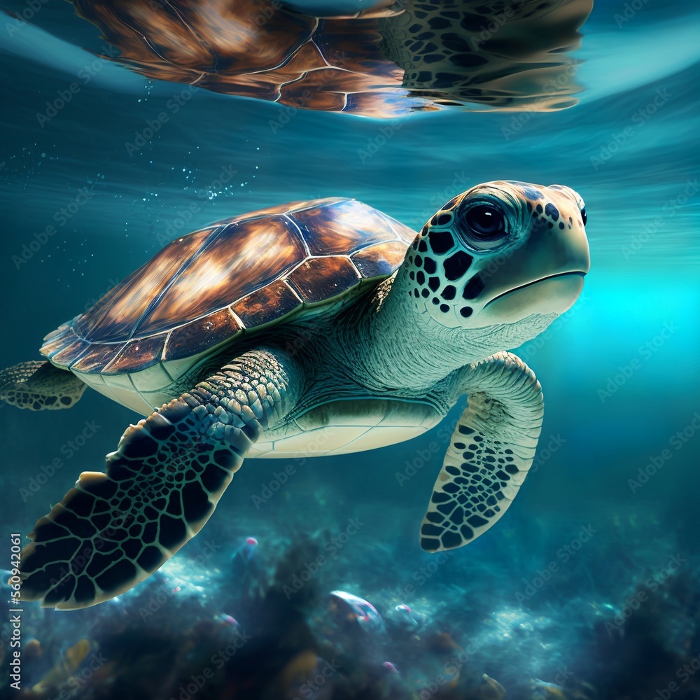 Fototapeta premium sea turtle swimming in water