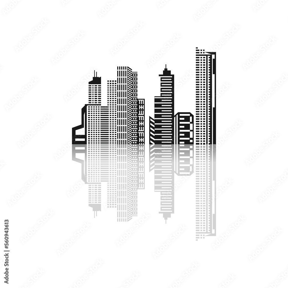 Town real estate silhouette building illustration