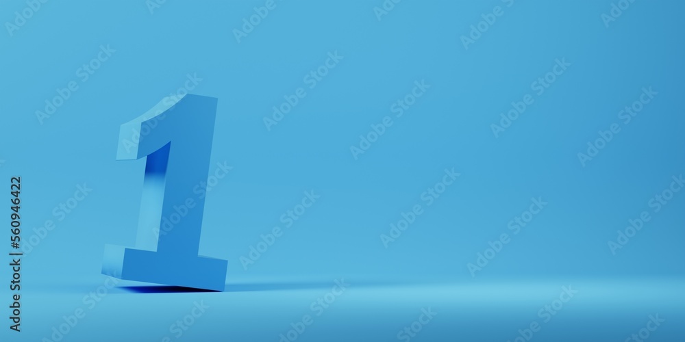 3D render of No 1 on blue background Stock Illustration | Adobe Stock