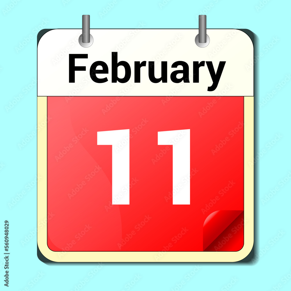 calendar vector drawing, date February 11 on the page calendar vector drawing, date February 11 on the page