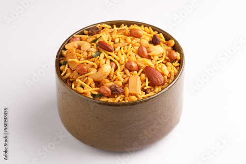 Nimco, Delicious and crunchy Mix Nimko, Mix chavanu, Food Mixture, Navratna Mix, chiwda, Chevdo, Bhel Puri Snack, fried and Spicy Food, Namkeen. photo