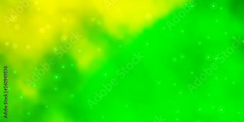 Light Green  Yellow vector background with colorful stars.