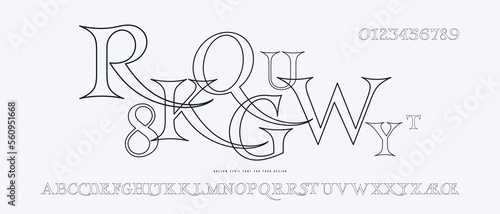Hollow serif font in classic style