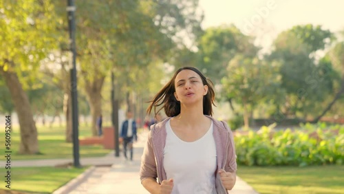 Indian girl running photo