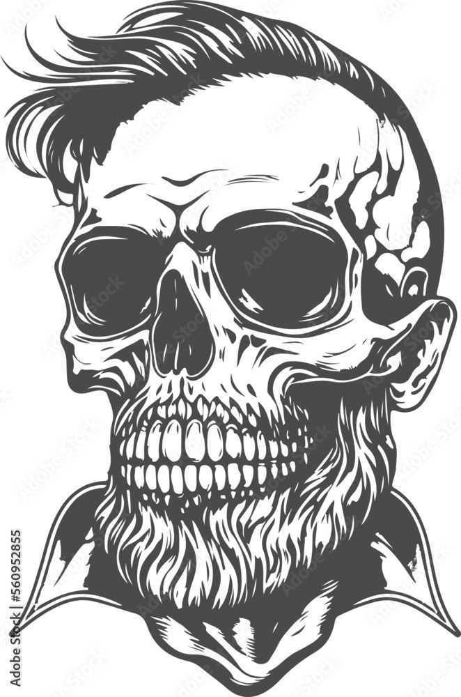 Naklejka premium skull hipster barber hair