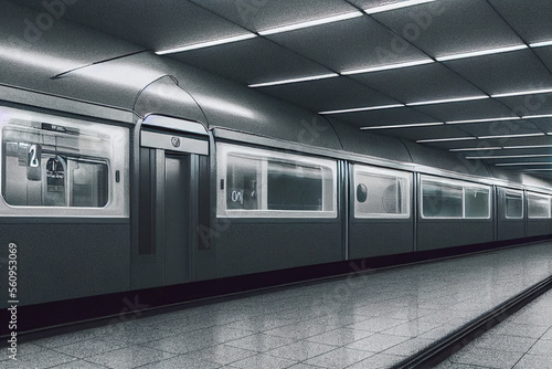 subway train in motion, Generative AI Illustration