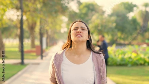 Indian girl tired after running photo