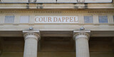 cour d'appel text on ancient wall facade building means in french appeal court courtroom