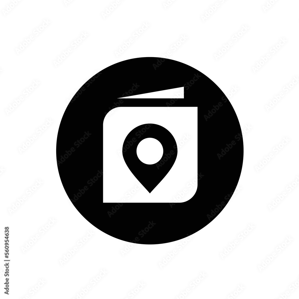 Map book logo design vector, book with location pin logo Map book logo design vector, book with location pin logo