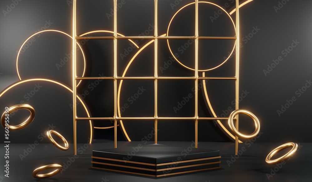 3D rendering of black podium background for black friday product on podium 3D rendering of black podium background for black friday product on podium