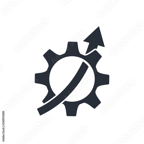 Technology and up arrow. Expanding and improving the capabilities of abilities. Vector linear icon isolated on white background.