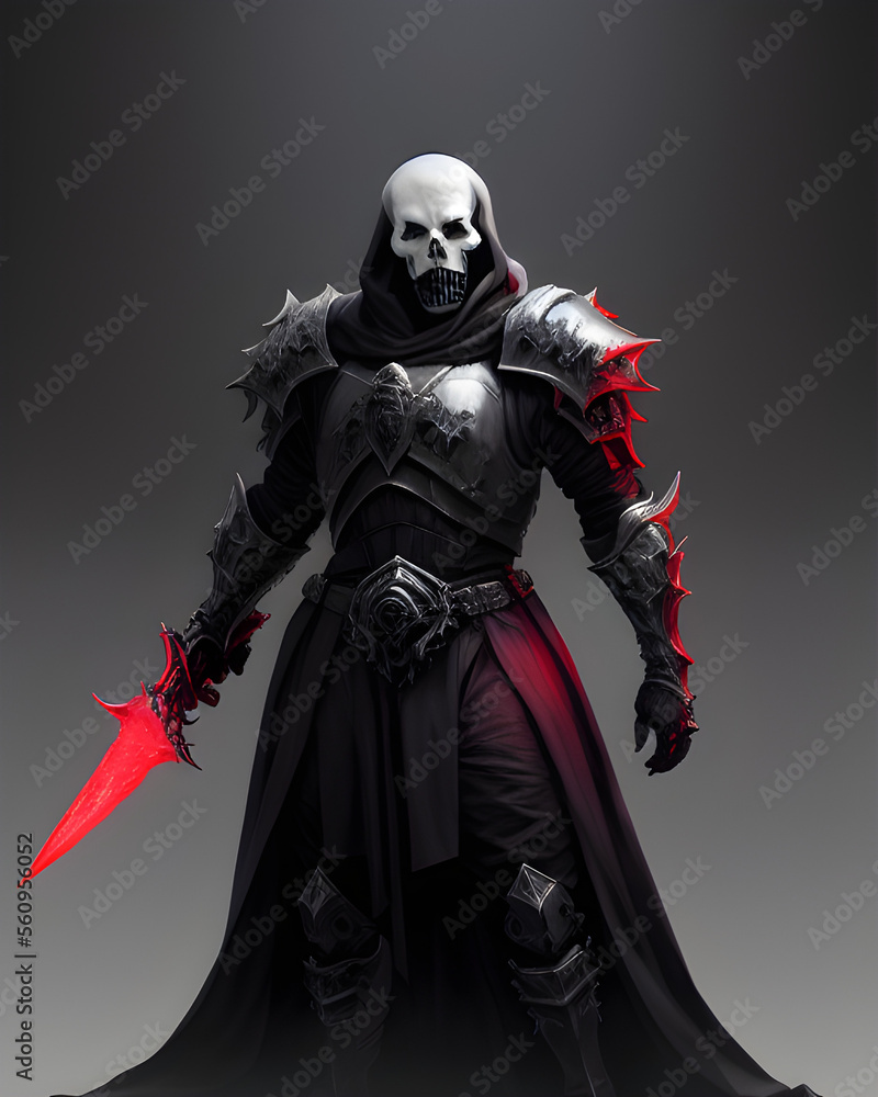AI Digital Illustration Skull Master Gothic Warrior
