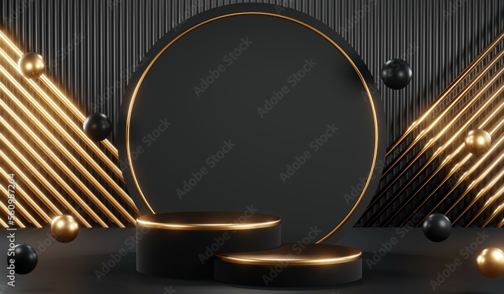 3D rendering of black podium background for black friday product on podium 3D rendering of black podium background for black friday product on podium