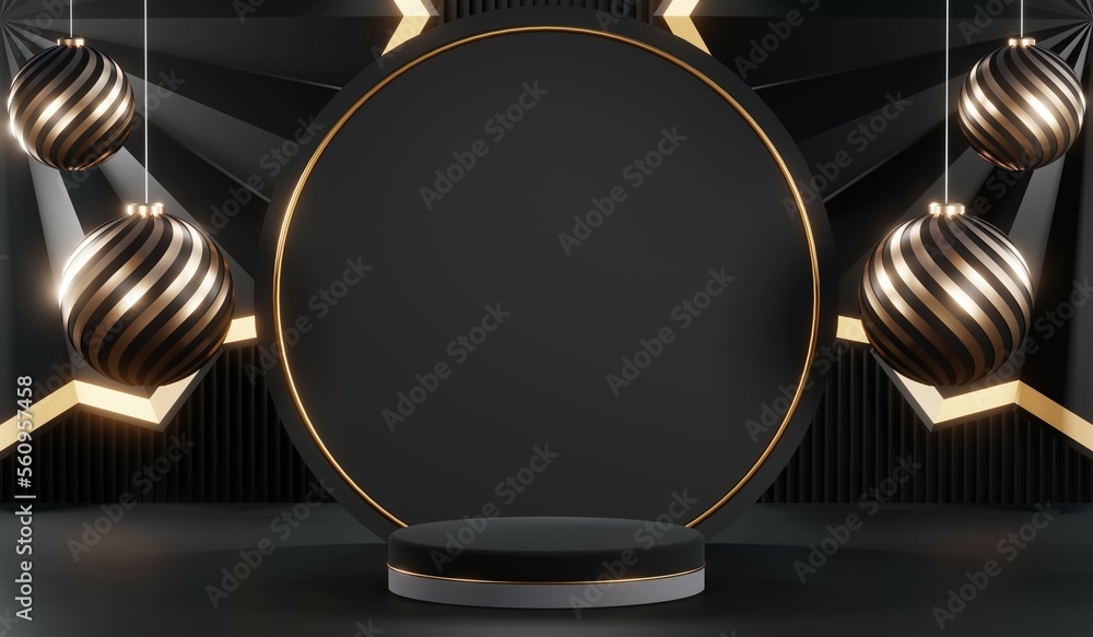 3D rendering of black podium background for black friday product on podium 3D rendering of black podium background for black friday product on podium