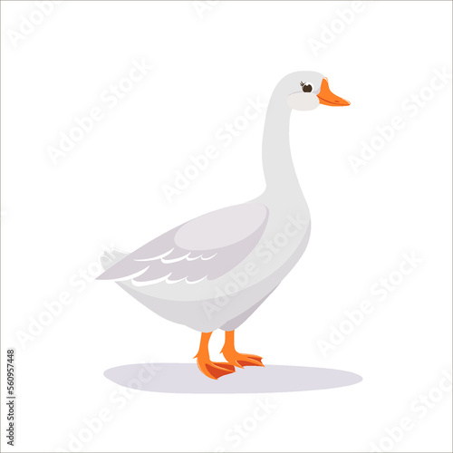 Cute Goose, vector illustration of a bird on a farm. You can use the goose icon for websites, user interface, UX