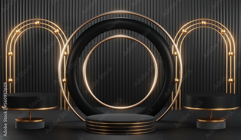 3D rendering of black podium background for black friday product on podium 3D rendering of black podium background for black friday product on podium