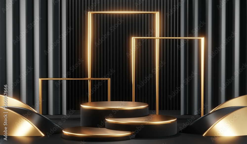 3D rendering of black podium background for black friday product on podium 3D rendering of black podium background for black friday product on podium