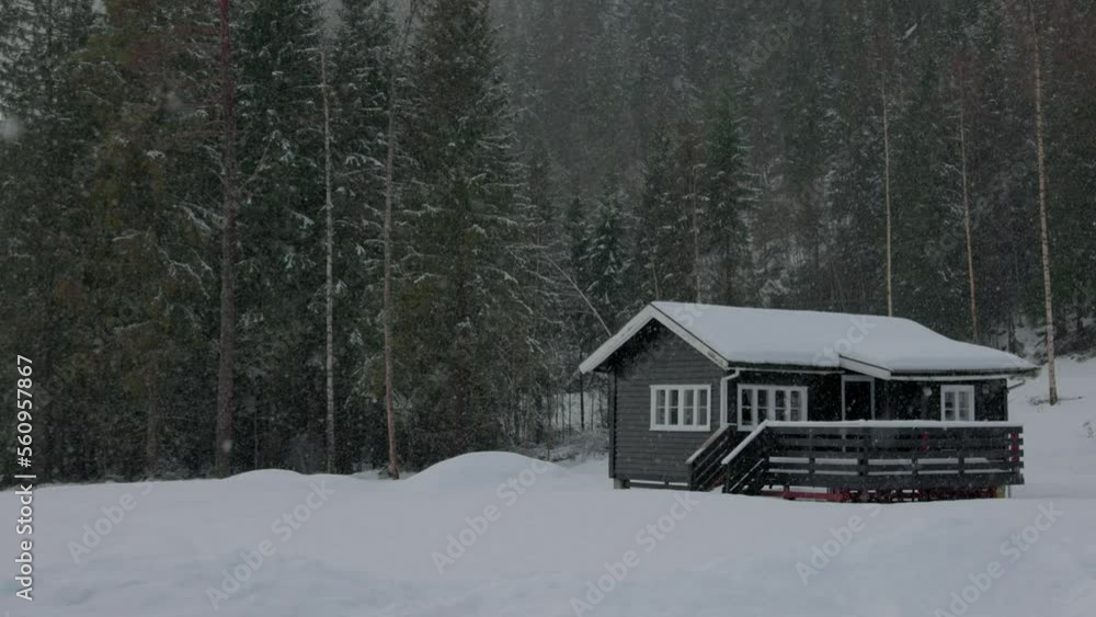 Cabin in the woods in heavy snow Norway Cabin in the woods in heavy snow Norway
