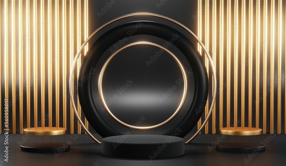 3D rendering of black podium background for black friday product on podium 3D rendering of black podium background for black friday product on podium