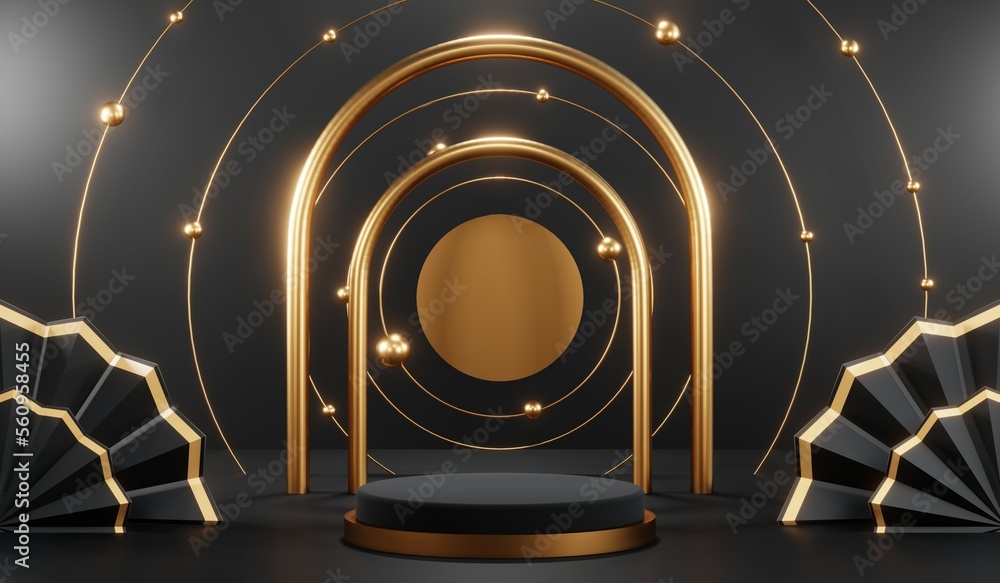 3D rendering of black podium background for black friday product on podium 3D rendering of black podium background for black friday product on podium