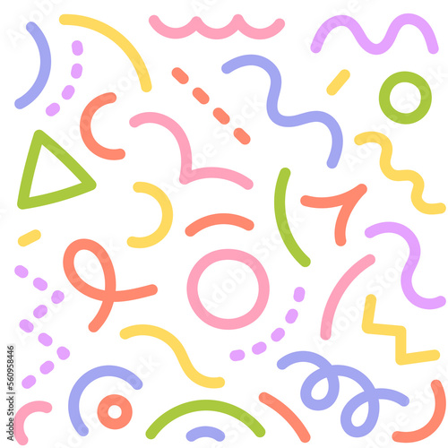 Bright colored lines pattern. Abstract background doodle of thick colored lines. Editable outline stroke. Vector illustration.