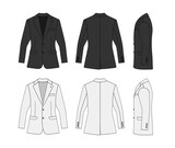 Suit  jacket vector template illustration set ( with side view)