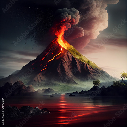 volcano eruption landscape