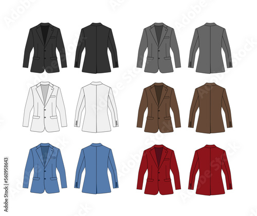 Suit jacket vector template illustration set