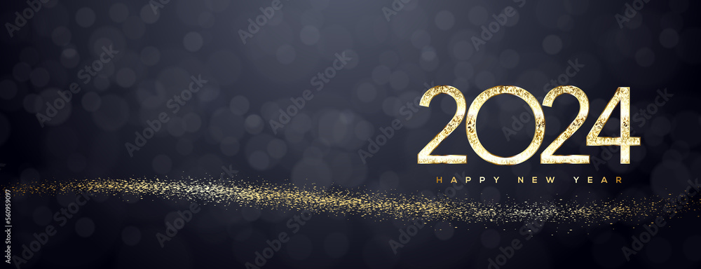 2024 Happy New Year Greeting Card - obrazy, fototapety, plakaty 