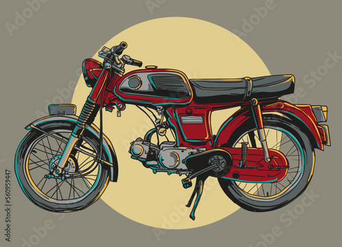 hand drawn motorcycle classic vector illustration 