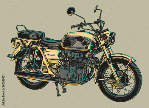 hand drawn motorcycle classic vector illustration 