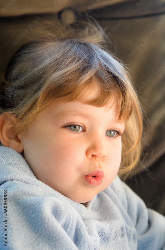 Pretty little girl with a bandage following a finger injury Pretty little girl with a bandage following a finger injury