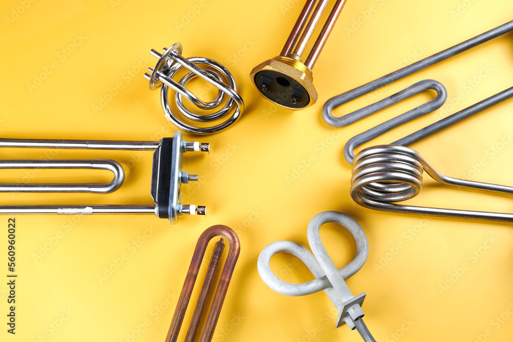 Set of different types Tubular electric Heating elements made of steel