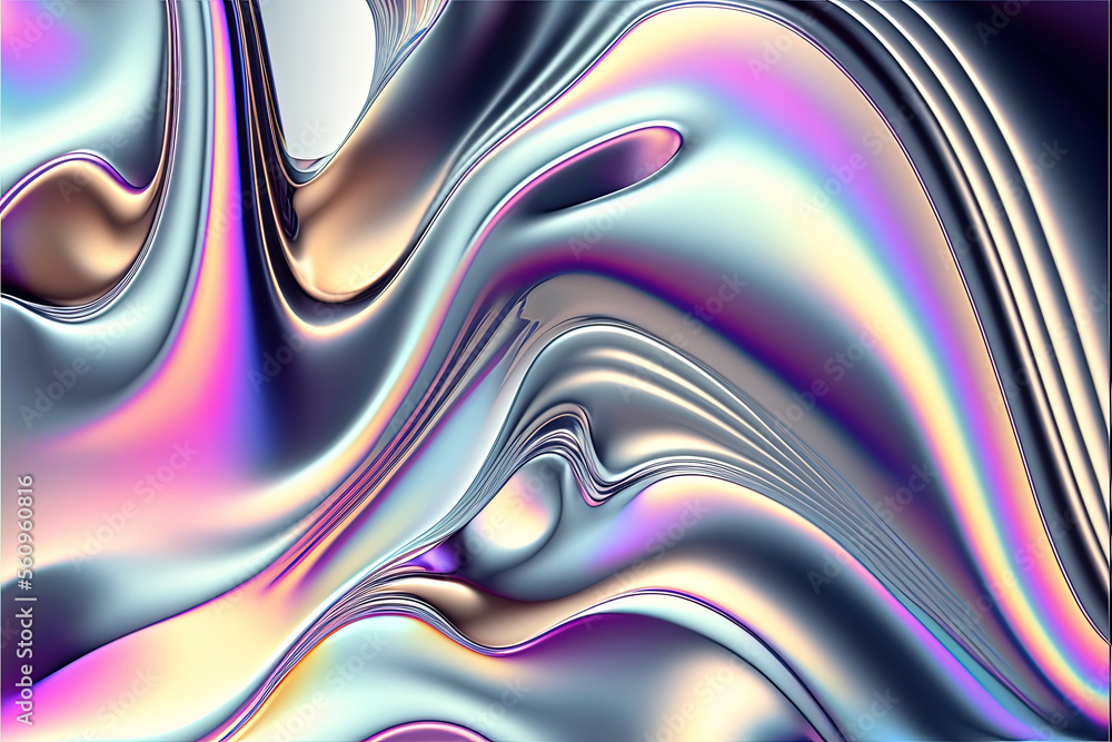 Fototapeta premium Holographic wavy background, Generative AI