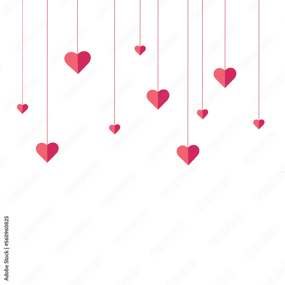 Vector illustration with red hearts for valentine's day